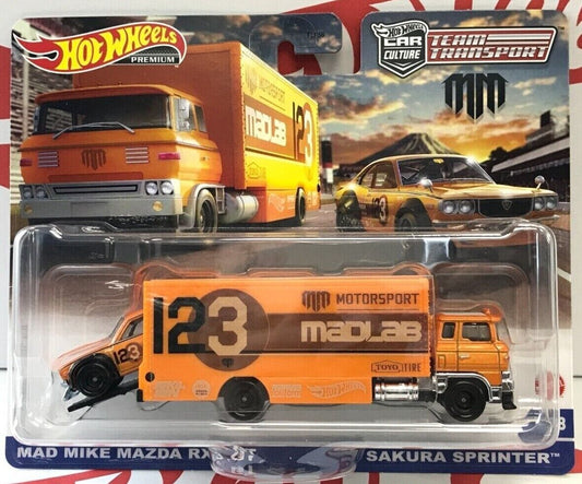 Hot Wheels Team Transport Mix #3 Mad Mike Mazda RX3 GT & Sakura Sprinter 2023