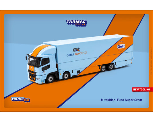 Tarmac Works Truck 64 Mitsubishi Fuso Super Great GULF Racing Transporter