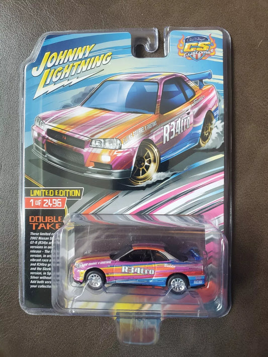 NEW 2024 Johnny Lightning 02 Nissan Skyline GT-R (R34) CS Customs With Tampos RR