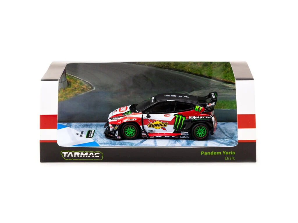 Tarmac Works Pandem Toyota Yaris Black Sunoco drift 1/64