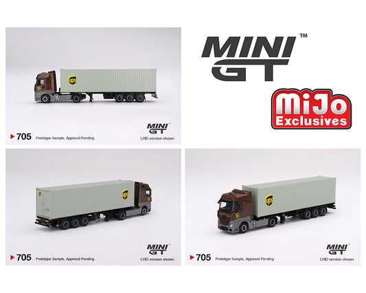 MiniGT 1:64 Mercedes-Benz Actros with 40 Ft Dry Container – UPS Europe #705